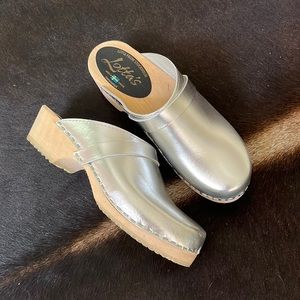 Silver Lotta From Stockholm Swedish wooden clogs, 39